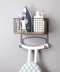 img 2 attached to 🧺 SunnyPoint Metal Wall Mount/Over The Door Ironing Board Holder with Spacious Storage Basket (ORB, 12&#34; X 7&#34; X 5.5&#34;)
