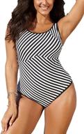 🩱 flatterme plus size tummy control swimwear: one piece slimming stripe monokini bathing suits for women logo