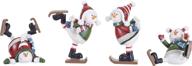 set of 4 6-inch resin stone christmas figurines: silly ice-skating snowman logo