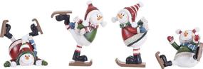 img 1 attached to Set of 4 6-inch Resin Stone Christmas Figurines: Silly Ice-Skating Snowman