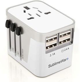 img 4 attached to 🌍 Universal Travel Power Adapter - 4 USB Ports - Works in 150 Countries - 120V - Type C Type A Type G Type I - UK Japan China EU Europe European - By SublimeWare