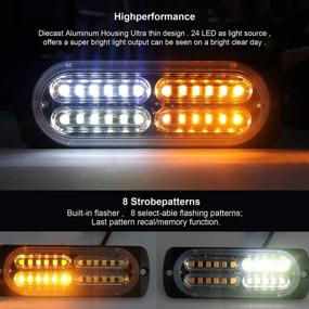 img 1 attached to 4Pcs 24-LED Emergency Strobe Lights with Main Control Box: Universal Amber/White Flashing Lights for Car Truck Van SUV ATV