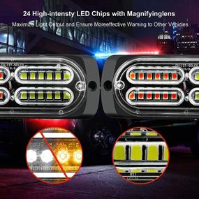 img 2 attached to 4Pcs 24-LED Emergency Strobe Lights with Main Control Box: Universal Amber/White Flashing Lights for Car Truck Van SUV ATV