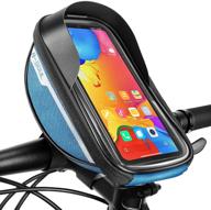 📱 blue waterproof bicycle phone holder - bike handlebar phone front frame bag with touch screen cycling phone case, bike accessories for 6.5 inch phones logo