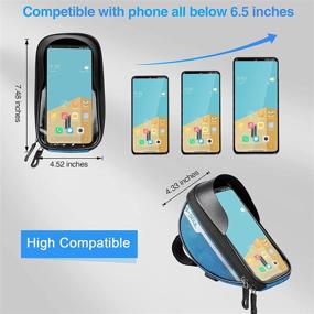 img 1 attached to 📱 Blue Waterproof Bicycle Phone Holder - Bike Handlebar Phone Front Frame Bag with Touch Screen Cycling Phone Case, Bike Accessories for 6.5 Inch Phones