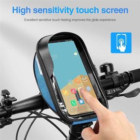 img 2 attached to 📱 Blue Waterproof Bicycle Phone Holder - Bike Handlebar Phone Front Frame Bag with Touch Screen Cycling Phone Case, Bike Accessories for 6.5 Inch Phones