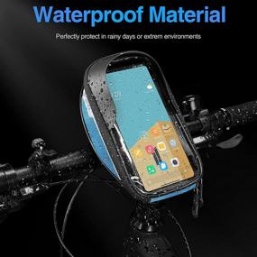 img 3 attached to 📱 Blue Waterproof Bicycle Phone Holder - Bike Handlebar Phone Front Frame Bag with Touch Screen Cycling Phone Case, Bike Accessories for 6.5 Inch Phones