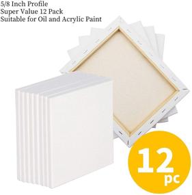 img 2 attached to FIXSMITH Stretched White Blank Canvas - 8x10 Inch, 12-Pack Primed, 100% Cotton, Super Value Pack for Acrylics, Oils & Other Painting Media