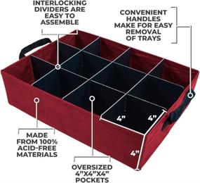 img 1 attached to 🎄 Premium Christmas Ornament Storage Box: Acid-Free Dividers, 3 Trays with Handles, Holds 36 - 4 Inch Ornaments, 17" x 13" x 13