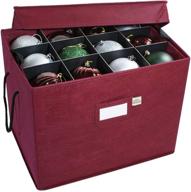 🎄 premium christmas ornament storage box: acid-free dividers, 3 trays with handles, holds 36 - 4 inch ornaments, 17" x 13" x 13 logo