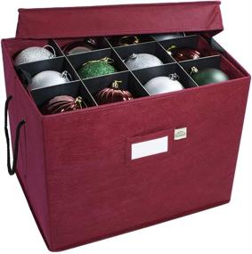 img 4 attached to 🎄 Premium Christmas Ornament Storage Box: Acid-Free Dividers, 3 Trays with Handles, Holds 36 - 4 Inch Ornaments, 17" x 13" x 13
