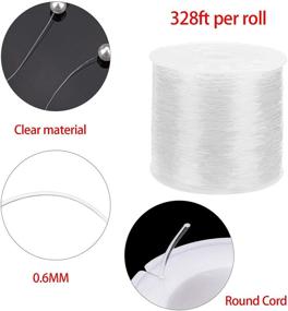 img 2 attached to 💎 Elastic String for DIY Jewelry Making - Crystal Beading Cords 4PCS, Transparent and Shiny Elastic Beaded Line in 4 Sizes (1MM, 0.8MM, 0.7MM, 0.6MM) - 100m/328 ft per Roll - Perfect for Bracelet Making