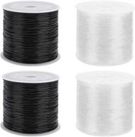 💎 elastic string for diy jewelry making - crystal beading cords 4pcs, transparent and shiny elastic beaded line in 4 sizes (1mm, 0.8mm, 0.7mm, 0.6mm) - 100m/328 ft per roll - perfect for bracelet making logo