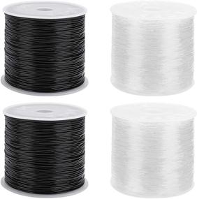 img 4 attached to 💎 Elastic String for DIY Jewelry Making - Crystal Beading Cords 4PCS, Transparent and Shiny Elastic Beaded Line in 4 Sizes (1MM, 0.8MM, 0.7MM, 0.6MM) - 100m/328 ft per Roll - Perfect for Bracelet Making