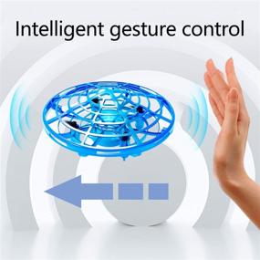 img 3 attached to 🚁 Interactive Hand Operated Drone: HONGXUNJIE Double Control Flying Toy with Magic Wand for Kids and Adults - Easy Indoor/Outdoor Flying Experience (Blue)