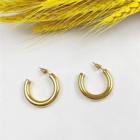 img 2 attached to ZRO Gold Hoop Earrings - Hypoallergenic, Lightweight Chunky Open Hoops for Women and Girls - 316L Surgical Stainless Steel (20MM/30MM)