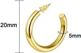 img 3 attached to ZRO Gold Hoop Earrings - Hypoallergenic, Lightweight Chunky Open Hoops for Women and Girls - 316L Surgical Stainless Steel (20MM/30MM)