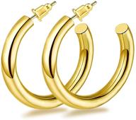 zro gold hoop earrings - hypoallergenic, lightweight chunky open hoops for women and girls - 316l surgical stainless steel (20mm/30mm) logo