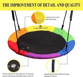 img 2 attached to 🌈 LANGXUN 40-Inch Rainbow Saucer Tree Swing for Kids and Adults - Carabiners and Flags Included - 700 lb Weight Capacity - Durable Steel Frame - Waterproof - Ideal for Outdoor Backyard Swing Sets