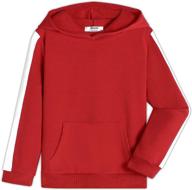 👦 boyoo boy's hoodie sweatshirt: basic pullover hooded top with side stripe for kids ages 5-14 logo