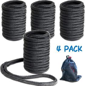 img 4 attached to ⚓️ YOUNG MARINE Double Braided Nylon Dock Lines Rope 3/8 Inch x 15FT - Black, 4 Pack: Ideal Mooring Solution for Boats with 12 Inch Eyelet
