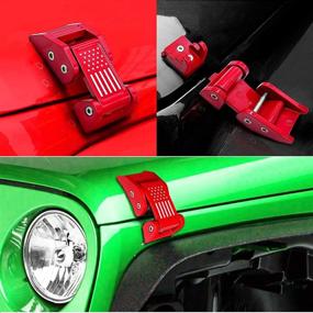 img 3 attached to 🔒 Premium Red Steel Hood Latches Hood Catch for Jeep Wrangler JK JKU JL JLU Rubicon Sahara Sport 2011-2021 2022, Easy Installation - No Drilling Required