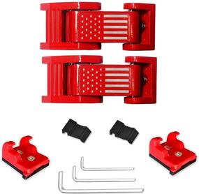 img 2 attached to 🔒 Premium Red Steel Hood Latches Hood Catch for Jeep Wrangler JK JKU JL JLU Rubicon Sahara Sport 2011-2021 2022, Easy Installation - No Drilling Required