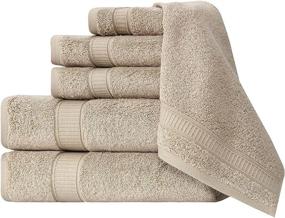 img 3 attached to LA’ HAMMAM FINE Living - 6 Piece Beige Cotton Towel Set for Bathroom, Kitchen, Hotel, Gym & 🛀 Spa - Includes 2 Bath Towels, 2 Hand Towels, 2 Washcloths - Super Soft, Highly Absorbent, Luxury Towels Set