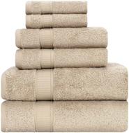 la’ hammam fine living - 6 piece beige cotton towel set for bathroom, kitchen, hotel, gym & 🛀 spa - includes 2 bath towels, 2 hand towels, 2 washcloths - super soft, highly absorbent, luxury towels set logo