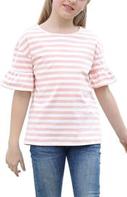 img 4 attached to GORLYA Ruffle Shoulder GOR1080 PinkStripe Girls' Clothing