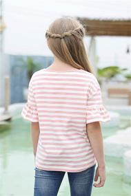 img 3 attached to GORLYA Ruffle Shoulder GOR1080 PinkStripe Girls' Clothing