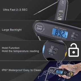 img 2 attached to 🌡️ Multipurpose Meat Thermometer: Waterproof Digital Kitchen Thermometer with Backlight, Magnetic Base, Beer Opener, Ideal for Cooking, Grilling, Frying, Oven, BBQ - Bonus: 2 Batteries