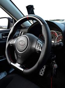 img 1 attached to Руль из углеродного волокна формы D с красными полосками в центре для моделей Subaru WRX STI 2008-2014 🚗 GOGOCARBON - прочный, стильный и легкий в установке - разработан для идеальной посадки - Размер: 350 мм