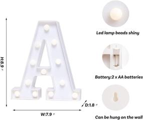 img 2 attached to 💡 Yorulory LED Световая вывеска с буквами - Подсвечивающиеся буквы для ночного света на свадьбах, днях рождения, вечеринках - Рождественская лампа на батарейках для домашнего бара (Буква А)