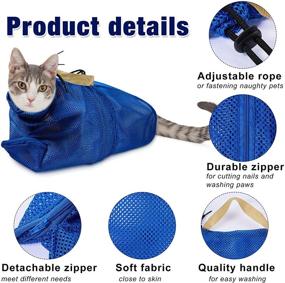 img 2 attached to 🐱 Weewooday 2-Piece Cat Grooming Mesh Bag - Breathable Muzzles for Cats, Adjustable Kitten Restraint, Scratch-Resistant Bath Bag for Cat Bathing, Nail Trimming, and Feeding