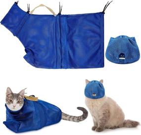 img 4 attached to 🐱 Weewooday 2-Piece Cat Grooming Mesh Bag - Breathable Muzzles for Cats, Adjustable Kitten Restraint, Scratch-Resistant Bath Bag for Cat Bathing, Nail Trimming, and Feeding