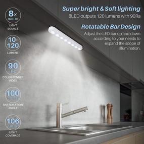 img 3 attached to 🔦 Dimmable Touch Rechargeable Closet Light by STAR-SPANGLED - Stick on Tap Lights, Rotating LED Light Bar for Wireless Under Cabinet Lighting, Portable Night Light Battery Operated - Ideal for Kitchen & Cool White