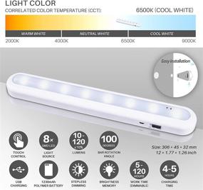 img 1 attached to 🔦 Dimmable Touch Rechargeable Closet Light by STAR-SPANGLED - Stick on Tap Lights, Rotating LED Light Bar for Wireless Under Cabinet Lighting, Portable Night Light Battery Operated - Ideal for Kitchen & Cool White