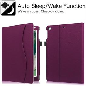 img 2 attached to Fintie Purple iPad 9.7 2018 2017 / iPad Air 2 / iPad Air 1 Case - Enhanced Corner Protection, Multiple Viewing Angles, Folio Cover with Pocket, Automatic Wake/Sleep - Compatible with iPad 6th / 5th Generation