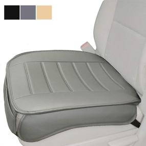 img 4 attached to 🚗 Gray PU Leather Car Front Seat Cover Pad Mat with Edge Wrapping for Auto Supplies and Office Chair