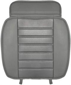 img 1 attached to 🚗 Gray PU Leather Car Front Seat Cover Pad Mat with Edge Wrapping for Auto Supplies and Office Chair