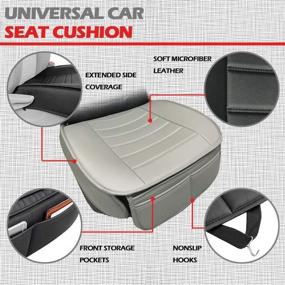 img 3 attached to 🚗 Gray PU Leather Car Front Seat Cover Pad Mat with Edge Wrapping for Auto Supplies and Office Chair