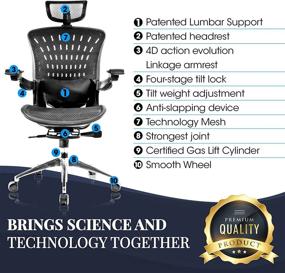 img 3 attached to Kelay Mesh Home Office Chair - Ergonomic Desk Chair for Work - Ultimate Adjustability, Comfort, and Posture Support - Grey