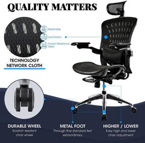 img 2 attached to Kelay Mesh Home Office Chair - Ergonomic Desk Chair for Work - Ultimate Adjustability, Comfort, and Posture Support - Grey