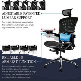 img 1 attached to Kelay Mesh Home Office Chair - Ergonomic Desk Chair for Work - Ultimate Adjustability, Comfort, and Posture Support - Grey