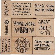 teacher's grading stamp set with wooden stamps (9 piece) logo