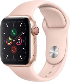 img 4 attached to Renewed Apple Watch Series 5 - 40MM GPS + Cellular in Gold Aluminum Case with Pink Sport Band