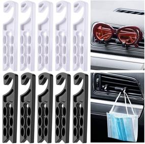 img 4 attached to 🚗 10-Piece Car Vent Hook Hanger Set | Mobile Phone Car Mount, Earphone Cable Winder, Glasses Organizer | Car Air Vent Holder and Storage Hook (Black, White)