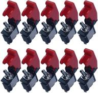 esupport 12v 20a red cover rocker toggle switch spst on/off car 🚗 truck boat 2pin pack of 10: reliable & durable switches for automotive applications logo