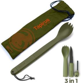 img 4 attached to Tapirus Spork Tactical Green - BPA Free 3-in-1 Multipurpose Utensil with Stainless Steel Knife, Fire Starter, and Carrying Case - Ideal for Hiking, Camping, and Backpacking